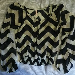 Sheer, blue striped blouse